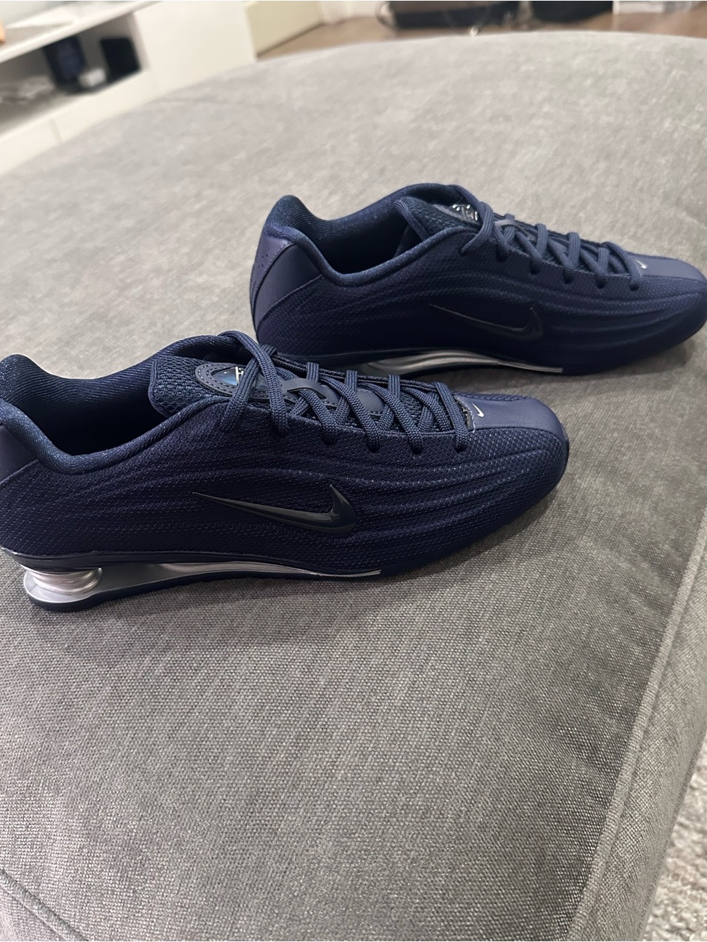 Nike Shox Z shoes in Midnight Navy and Metallic Silver